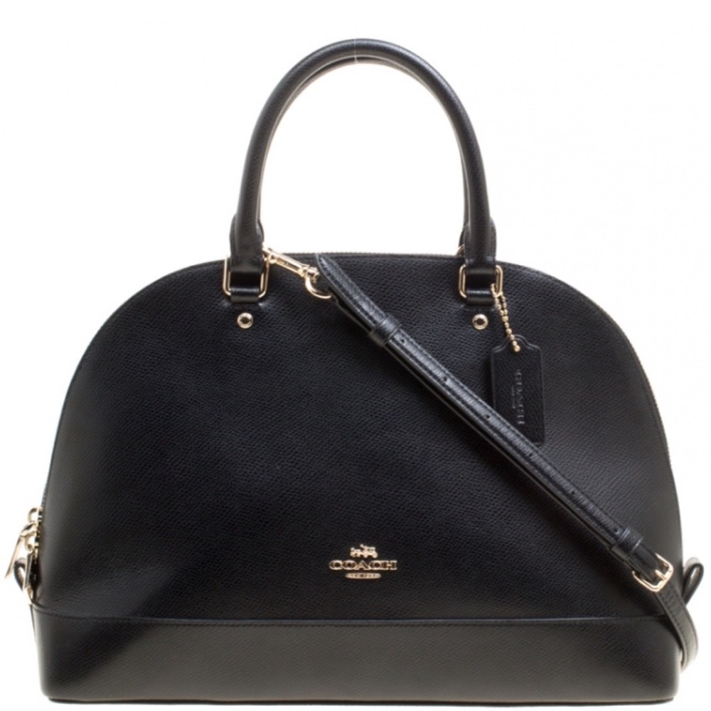 Coach Black Leather Sierra Top Handle Bag Large